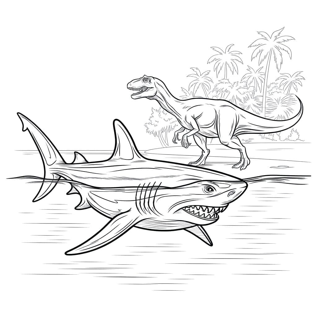 Megalodon with Dinosaur